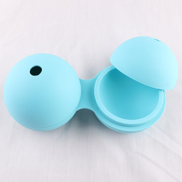 Reusable Food grade 2 holes ball shaped cold whiskey and beer Silicone Ice Ball Mould