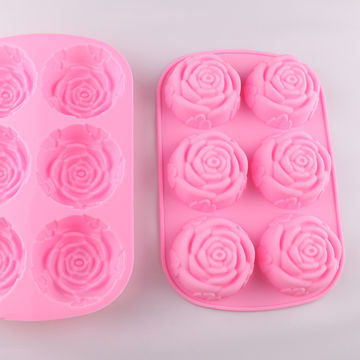 Hot Sale 6 Cavity Rose Shape Silicon Cake Mould For Homemade