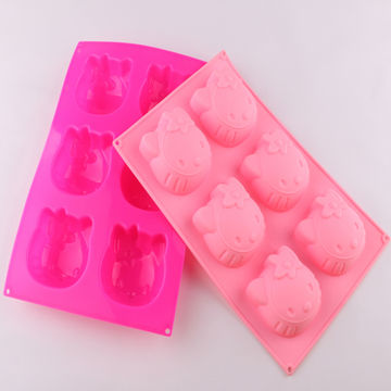 Eco friendly non stick cute KT cat shape silicone soap mould baking cake decoration pastry