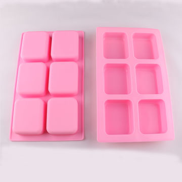 6-cavity Rectangle Silicone Cake Mold, Silicone Soap Mold for Handmade Craft