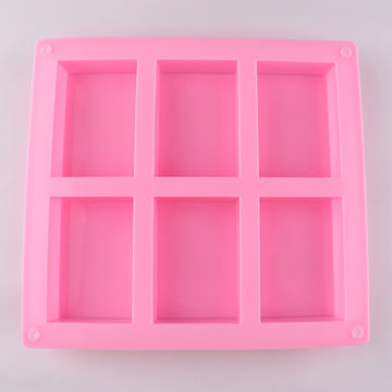 6-cavity Rectangle Silicone Cake Mold, Silicone Soap Mold for Handmade Craft