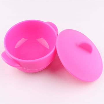 Colorful silicone bowl set with lid for kids