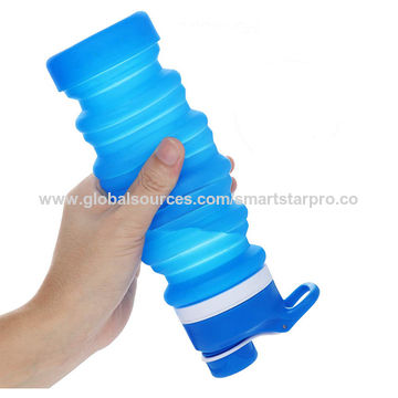 Creative design sport foldable water bottle adjustable silicone foldable bottle